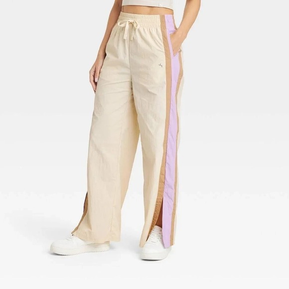 A-11 Women's Wide Leg Pants - JoyLab Ivory with Pink Stripe XXL - Picture 1 of 2